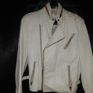 MENS WHITE LEATHER BIKER JACKET